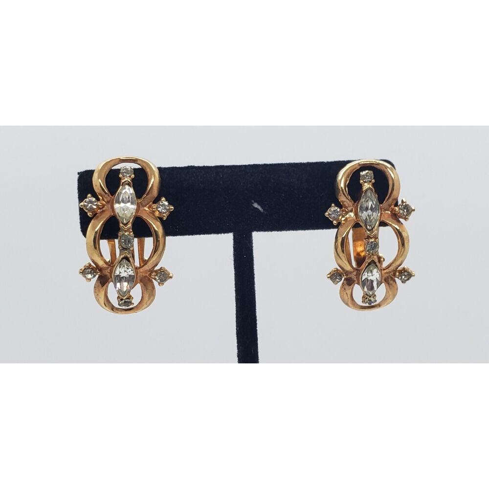 Vintage Gold Necklace Choker Earrings Rhinestone Set Palomar Jewels NOS in Box - Picture 5 of 12